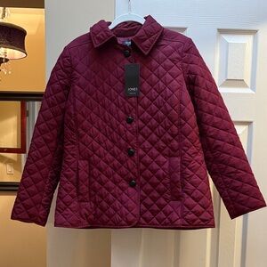 Jones New York Quilted Button up Jacket NWT Burgundy Medium $99